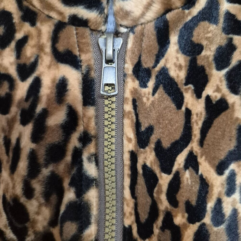 Leopard Print Faux Fur Zip-Up Vest Sleeveless S By Jordan Polyester Womens - Picture 2 of 6